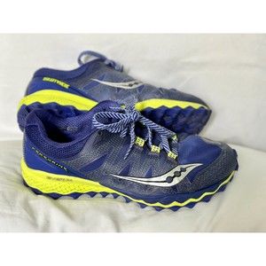 Saucony Peregrine 7 Everun S10359-3 Blue Neon Running Trail Shoes Women 10.5